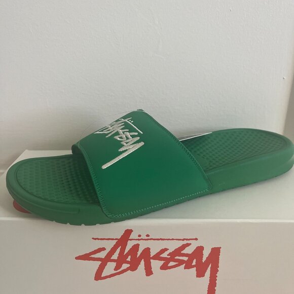 Nike x Stussy Bensassi Slides Green/Sail Size 13 New with Box - Picture 3 of 6